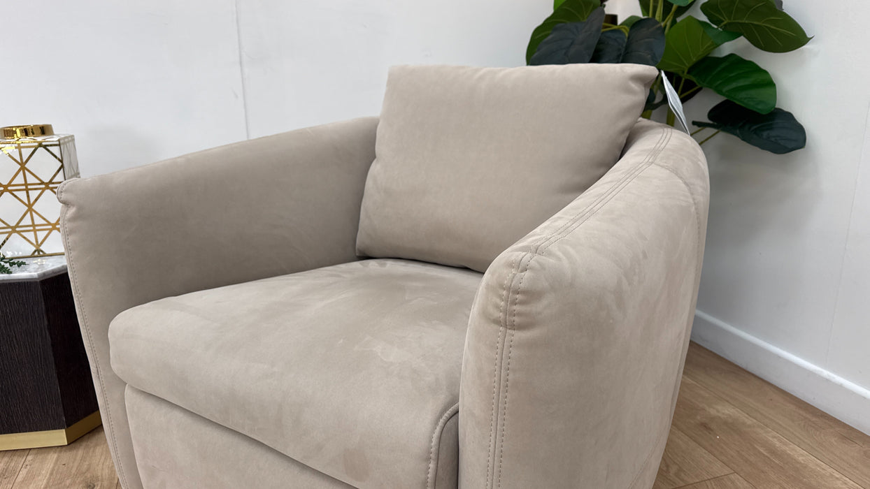 Sofology Marvella Fabric Swivel Chair in Lifestyle Nubuck Feel Stone