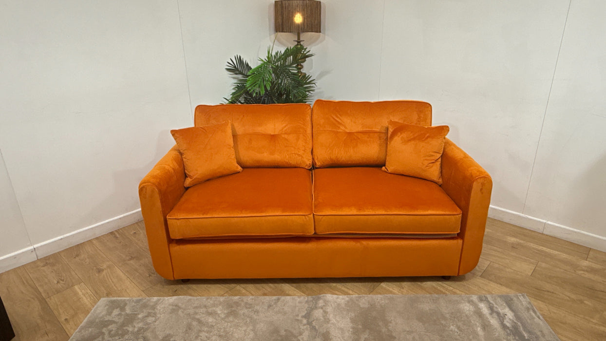 Sofology Islington Fabric 3 Seater Hybrid Pocket Sofa Bed in Sleek Tangerine