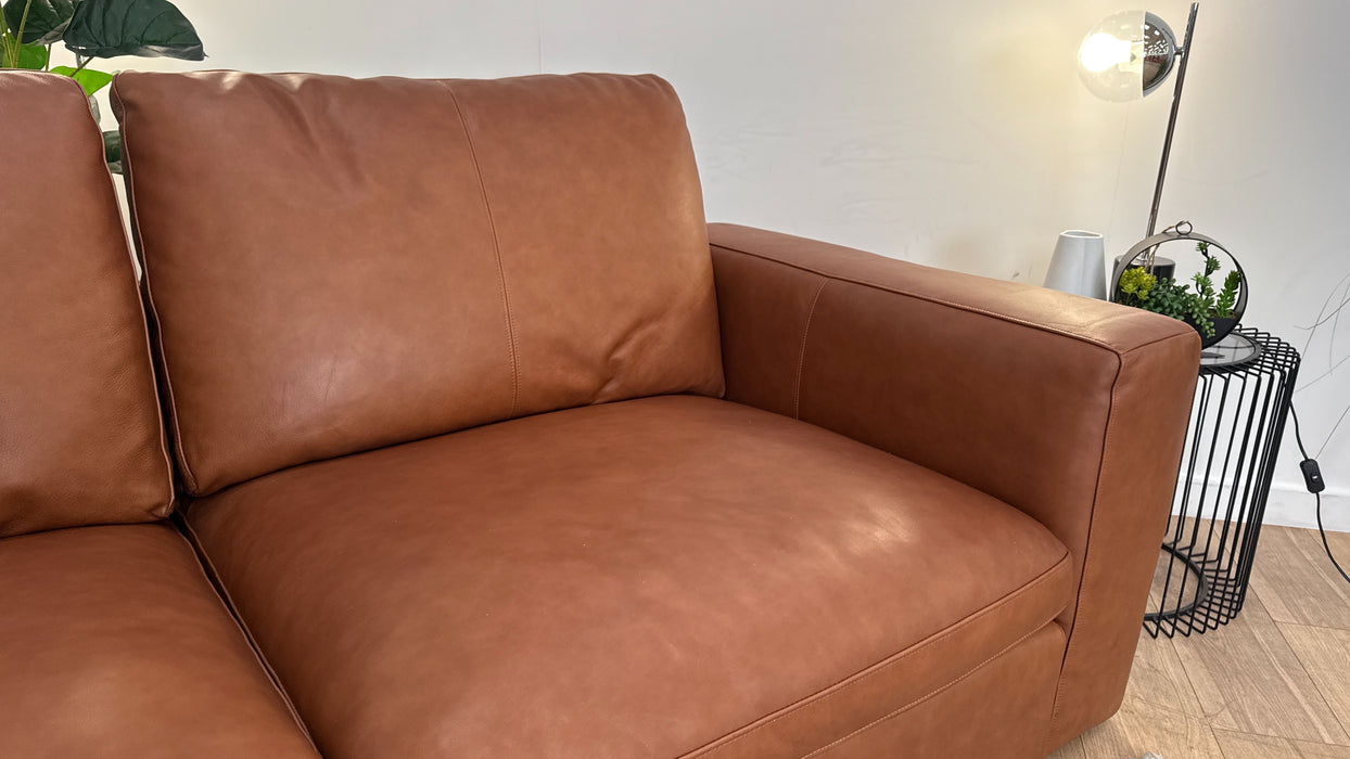 Sofology Retreat Leather 3 Seater in Relaxed Soft Tan Mix
