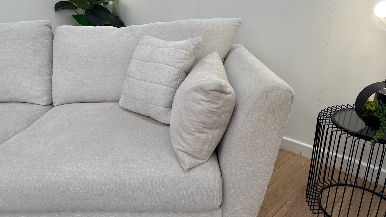 Sofology Calista Fabric 4 Seater Split Full Back Fluting in Linen Look Chenille Mist