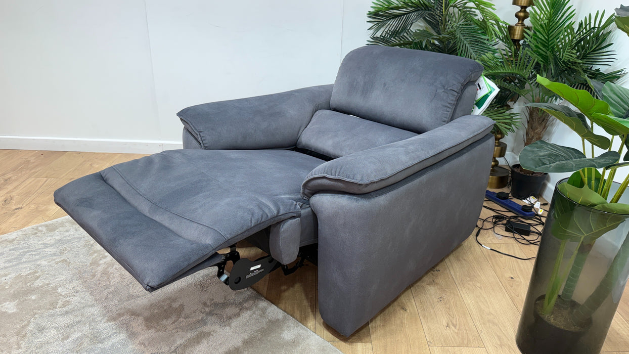 Sofology Hugo Fabric Chair Power Recliner/Headrest in Lifestyle Flecked Charcoal