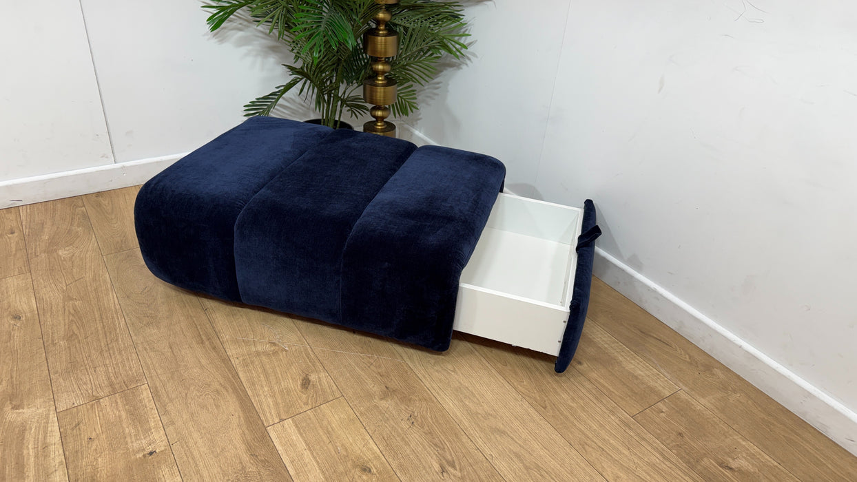Sofology Waldorf Fabric Storage Footstool in Soft Chenille Navy
