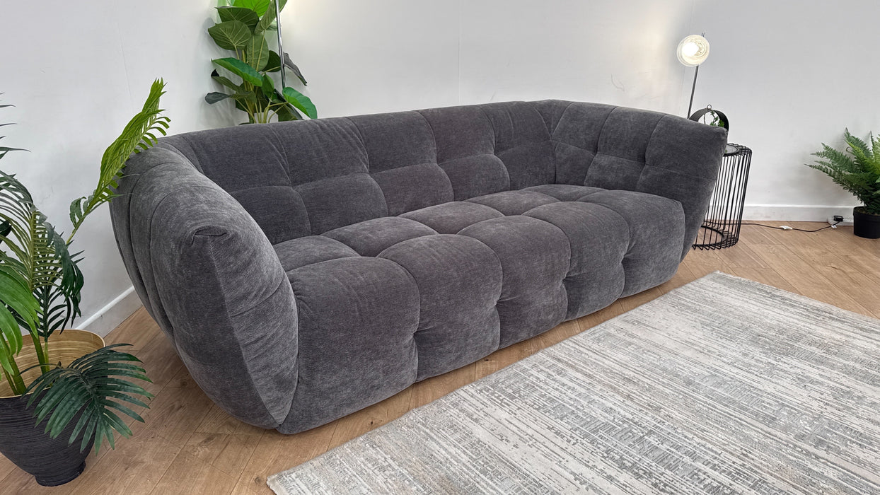 Sofology The Lunar 3 Seater Fabric Sofa in Chenille Charcoal