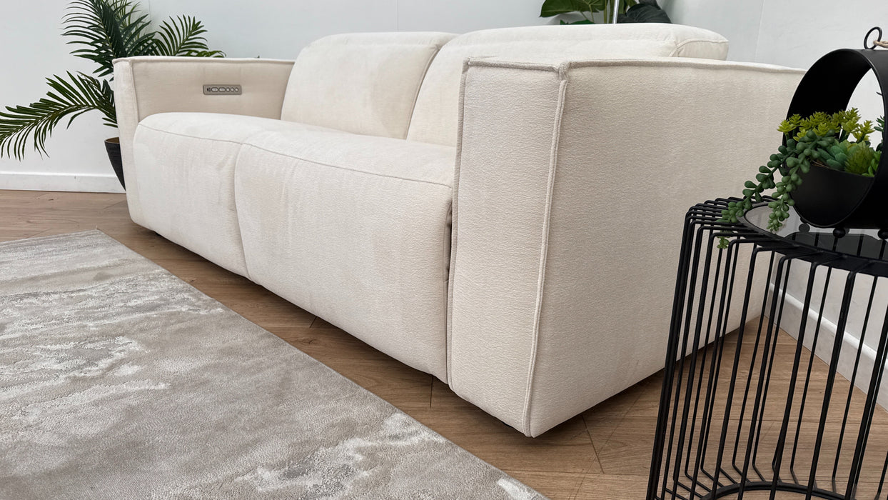 Sofology The Horizon Fabric 2.5 Seater Power Recliner/Headrest in Textured Chenille Oyster