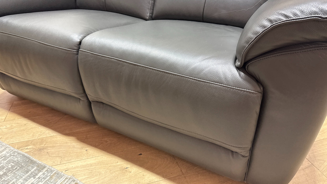 Sofology Hugo Leather 2 Seater Power Recliner/Headrest in Trusty Embossed Charcoal