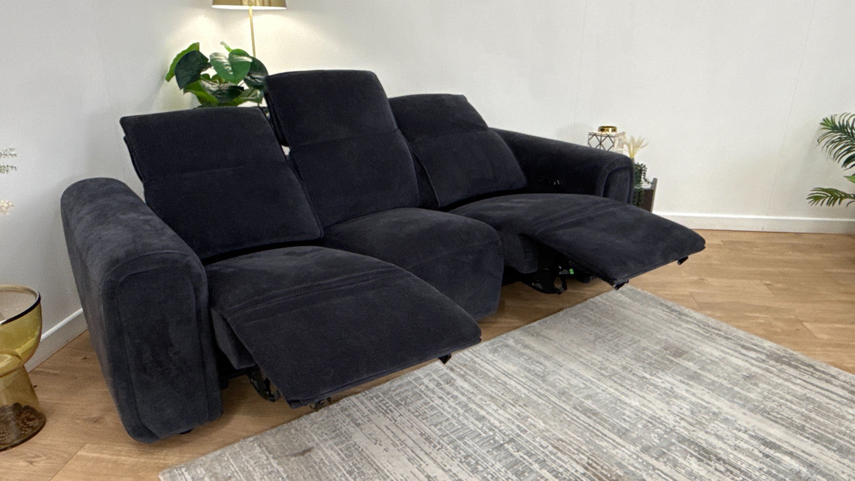 Sofology Premiere Fabric 3 Seater Power Recliner in Relaxed Chenille Ink