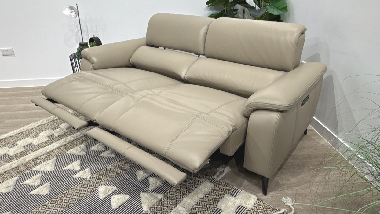 Sofology Bailey Leather 2.5 Seater Power Recliner/Headrest in Trusty Embossed Stone