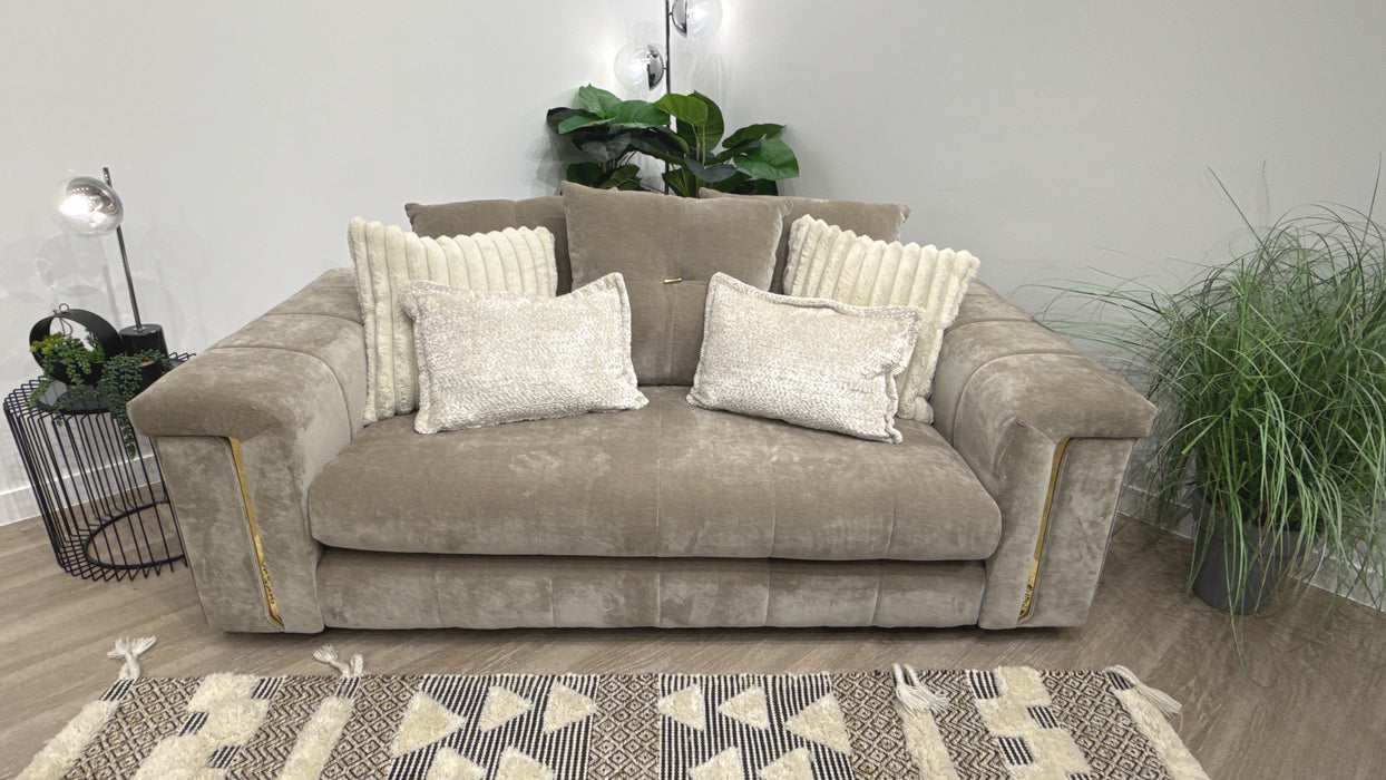 Sofology Oscar 2 Seater Fabric Sofa in Textured Chenille Stone