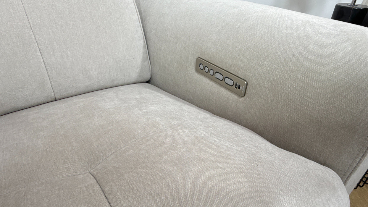 Sofology Riviera Fabric 2 Seater Power Recliner/Headrest in Relaxed Chenille Cotton