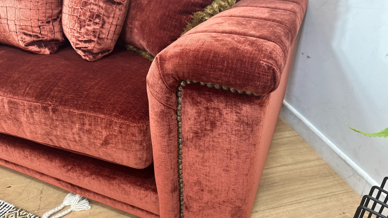 Sofology Regency Fabric 4 Seater Split Foam Seats in Luxe Chenille Burgundy Mix