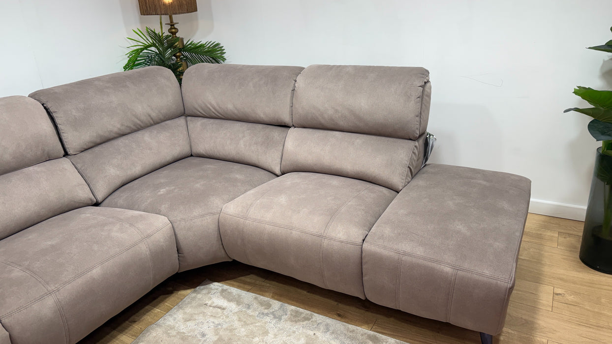 Sofology Bailey 3 Chaise Corner 3 Power Recliner In Lifestyle Flecked Fabric Nutmeg