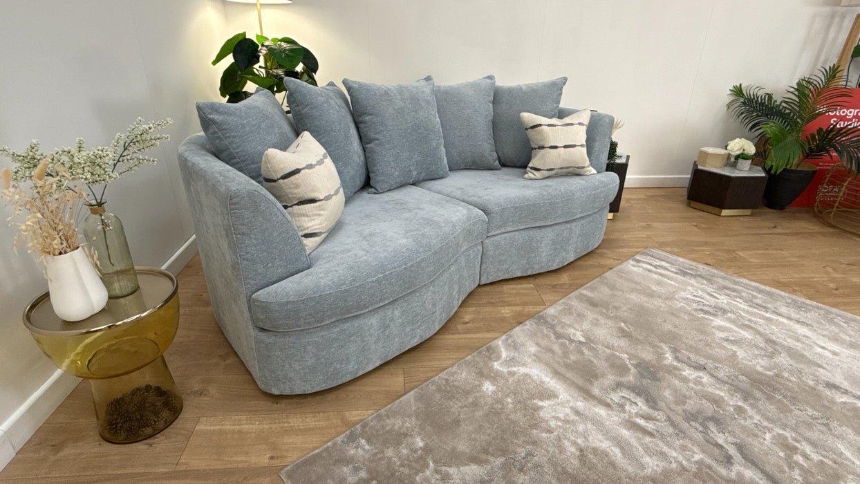 Sofology Chloe Fabric 4 Seater Split Sofa in Chenille Sky