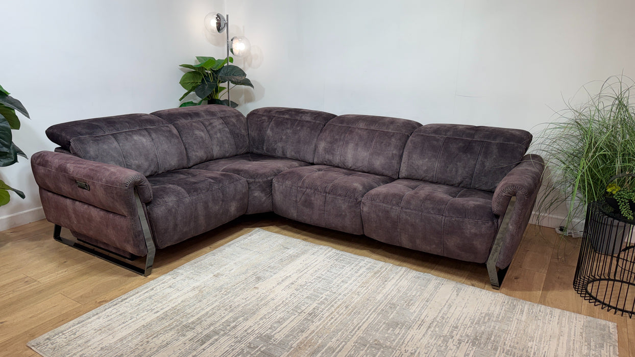 Sofology Packham Fabric 1 Corner 3 Power Recliner/Headrest in Decent Charcoal