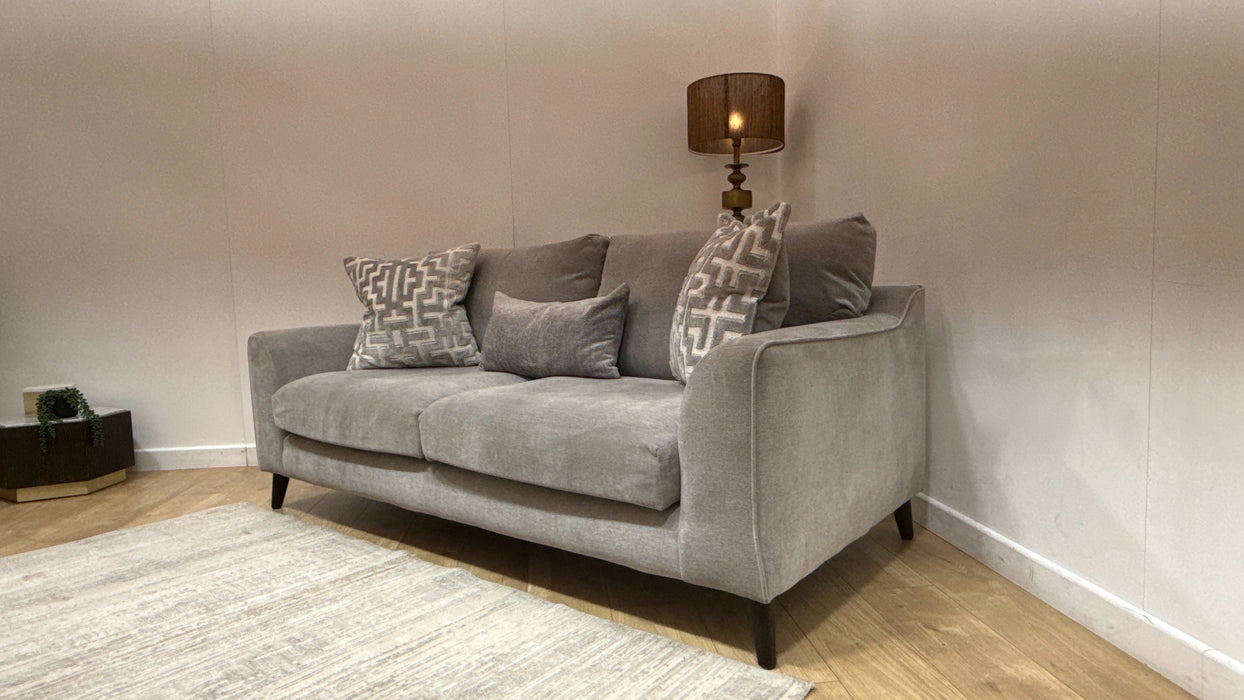 Sofology Mayfair Fabric 3 Seater Foam Seats in Soft Chenille Silver/Silver Mix
