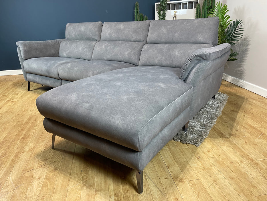 Missouri 3 Seater Chaise - Lifestyle Flecked Mocha Fabric - Power Recliner & Power Headrest (WA2)