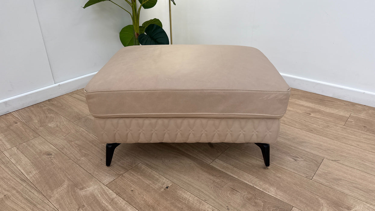 Sofology Muse Leather Designer Footstool in Relaxed Matt Fawn