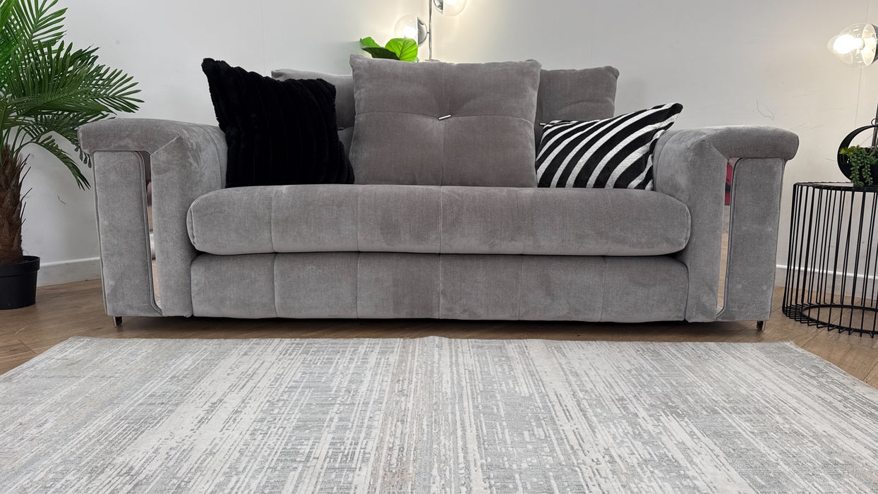 Sofology Oscar 2 Seater Fabric Sofa in Textured Chenille Silver