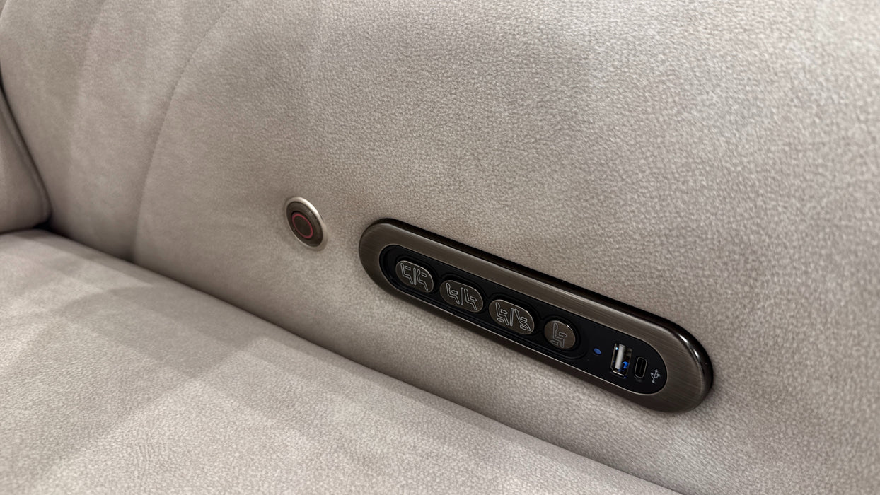 Sofology Allure Fabric 2.5 Seater Power Recliner/Headrest Heated Seats Lumbar Support Speakers in Lifestyle Flecked Fabric Ivory