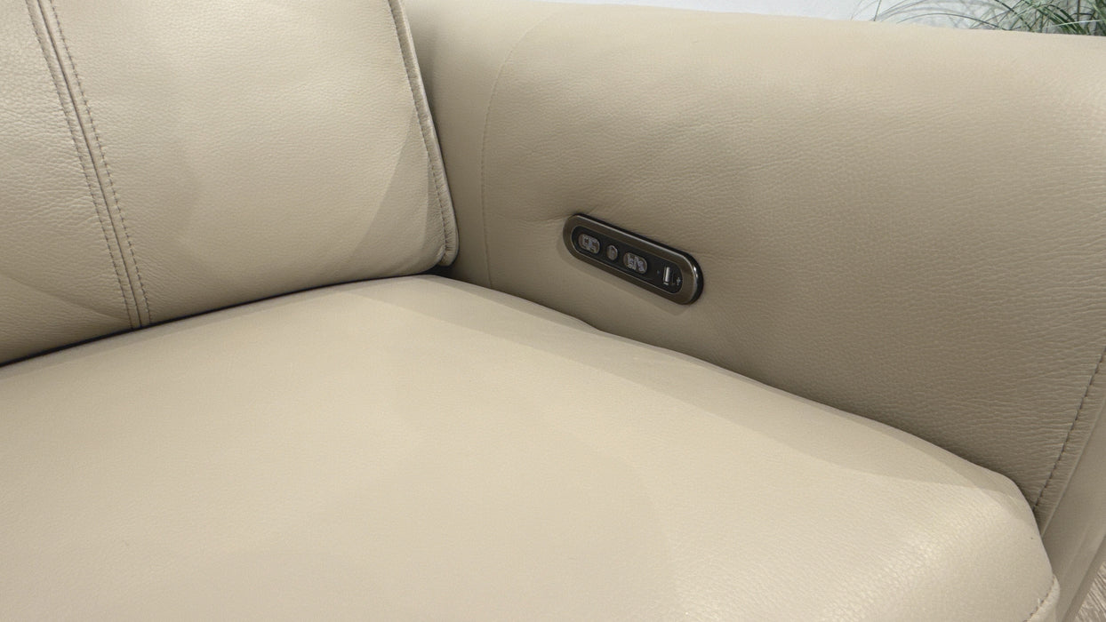 Sofology Premiere Leather 2 Seater Power Recliner/Headrest in Trusty Embossed Stone