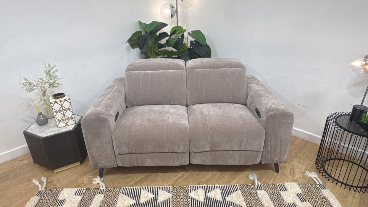 Sofology Allure Fabric 2 Seater Power Recliner/Headrest in Relaxed Chenille Nutmeg