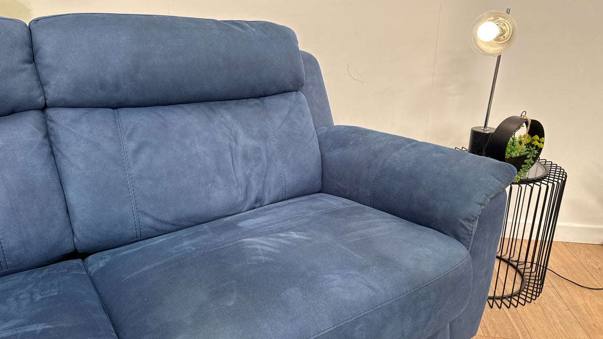 DFS Ronan 3 Seater Fabric Sofabed in Blue Microfibre