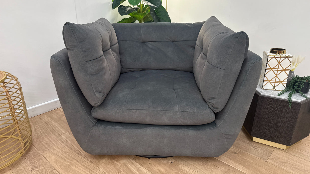 Sofology The Cocoon Fabric Swivel Chair in Lifestyle Flecked Mineral Green