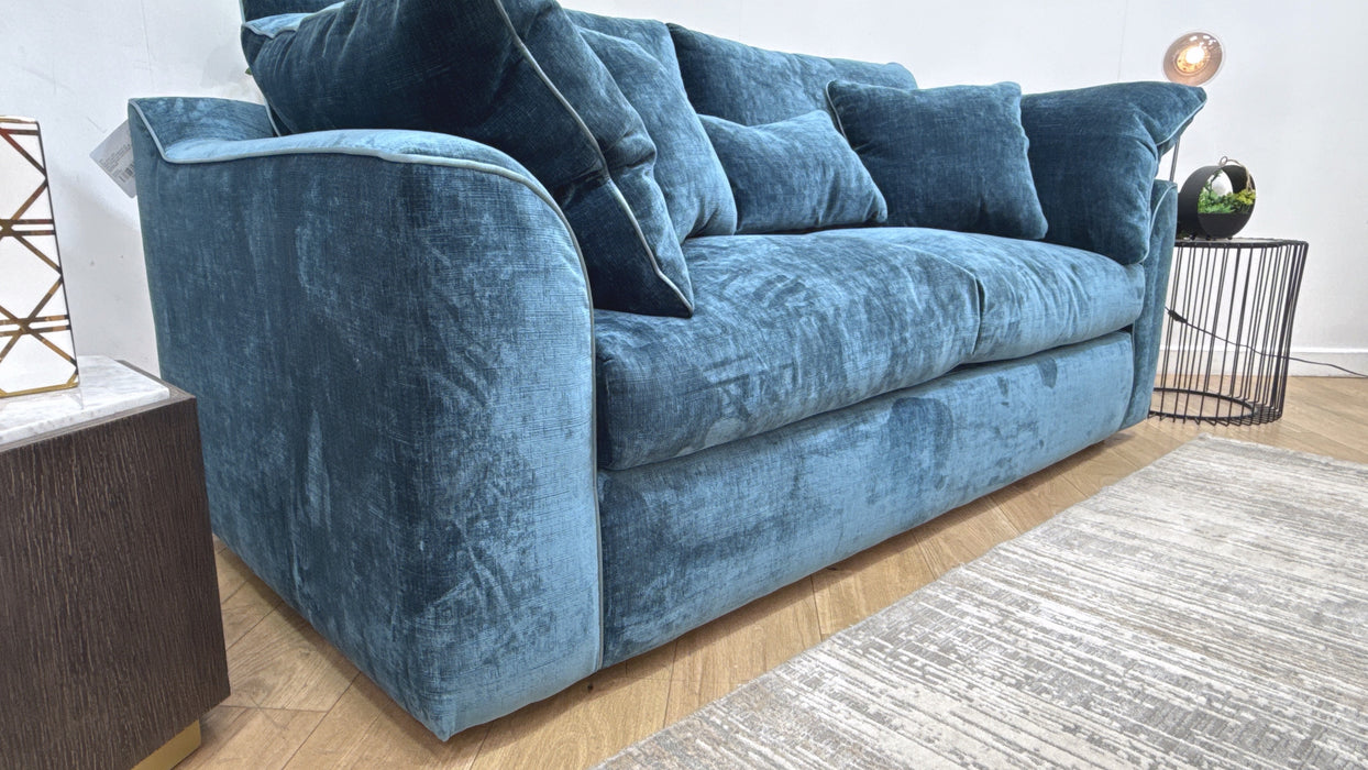 Sofology Georgio Fabric 3 Seater Sofa Bed Feather Flex Interior in Luxe Chenille Teal Mix