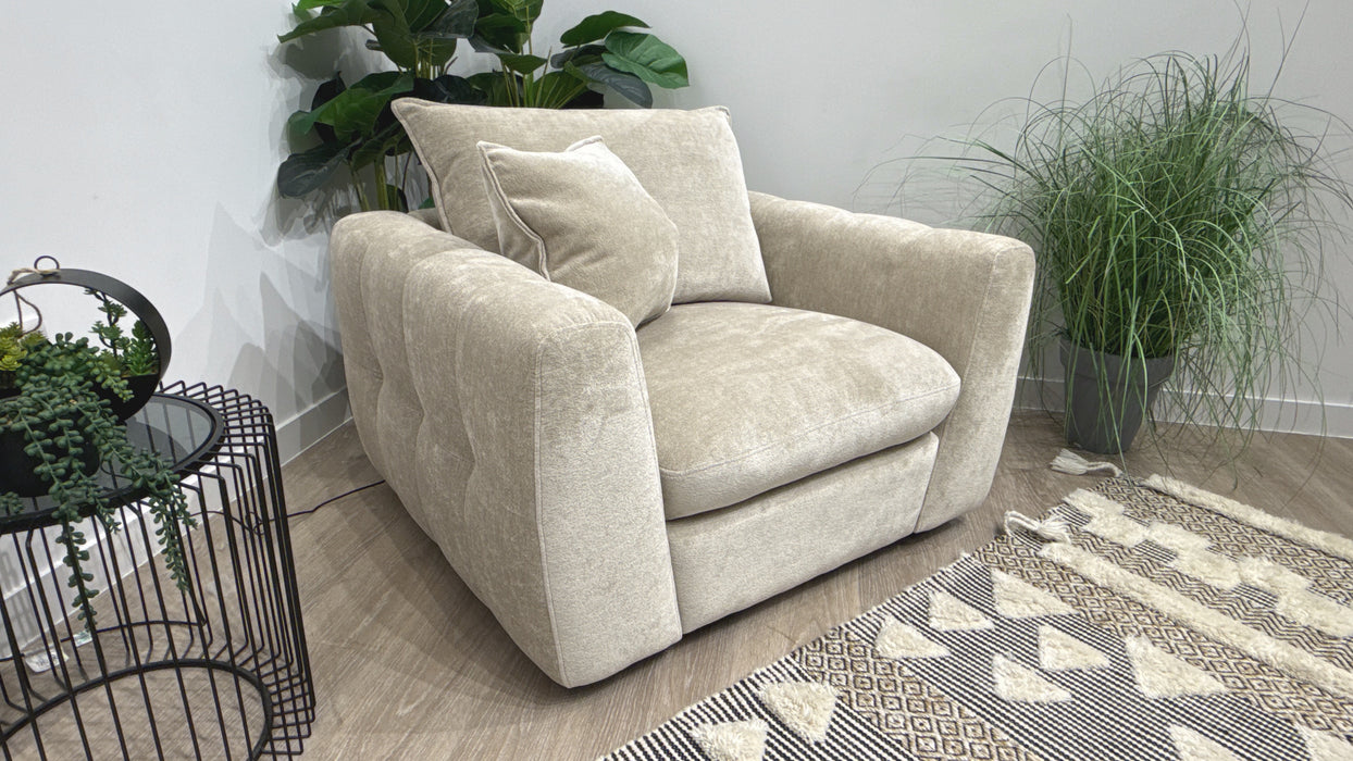 Sofology Hudson Fabric Chair in Luxury Sherpa Pebble