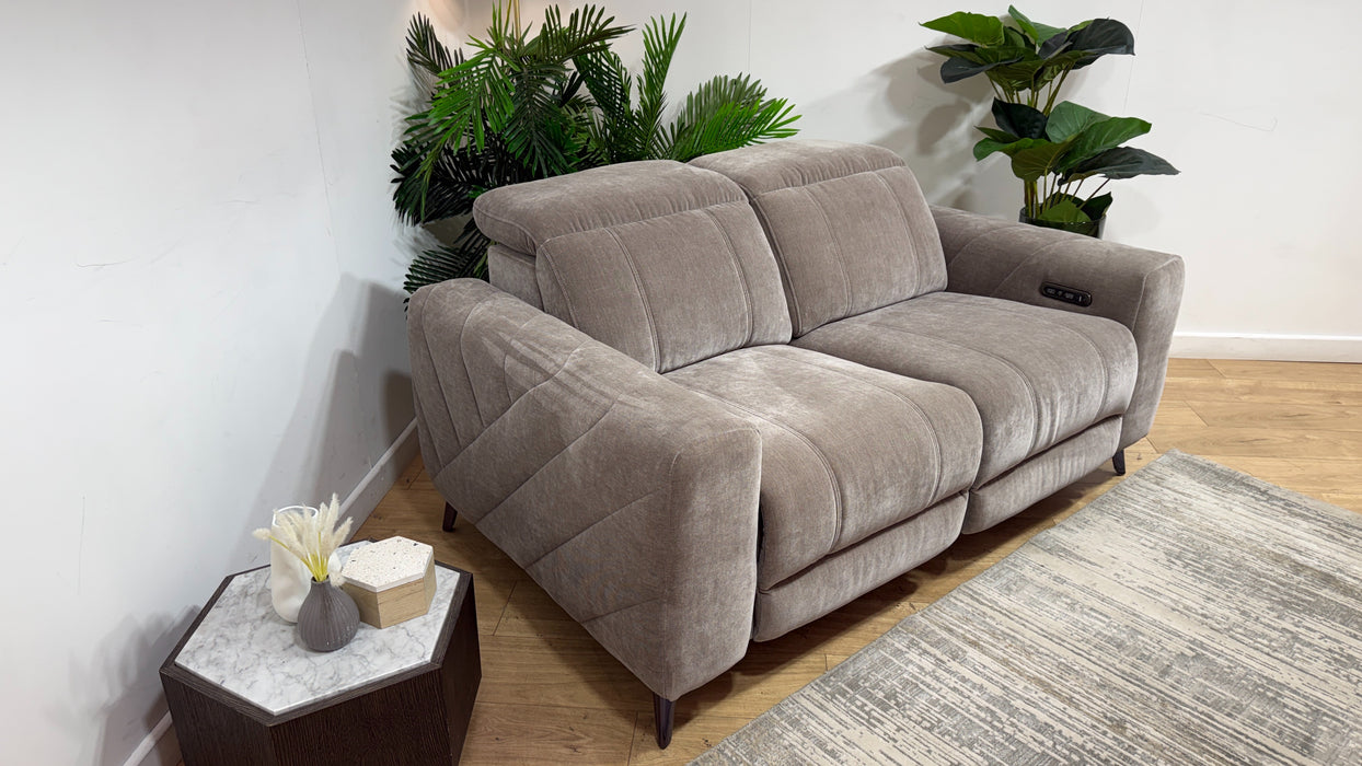 Sofology Allure Fabric 2 Seater Power Recliner/Headrest in Relaxed Chenille Nutmeg