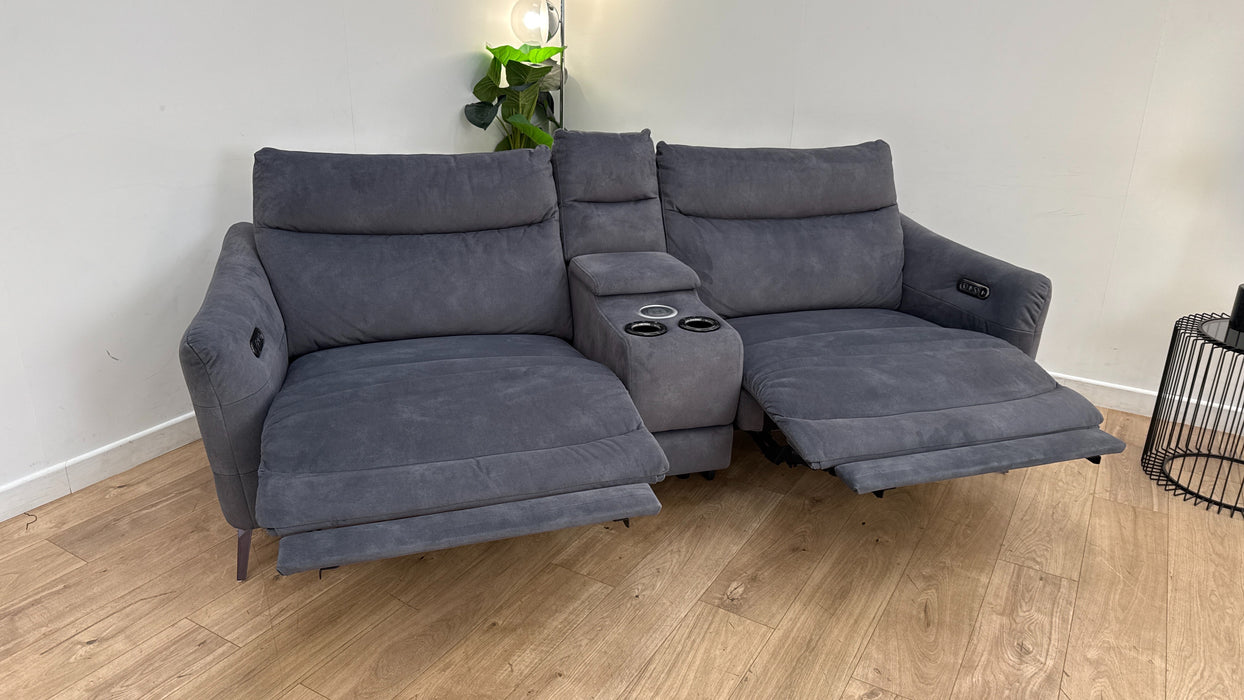 Sofology Renato Fabric 2.5 Seater Console Power Recliner Speakers in Dexter Charcoal