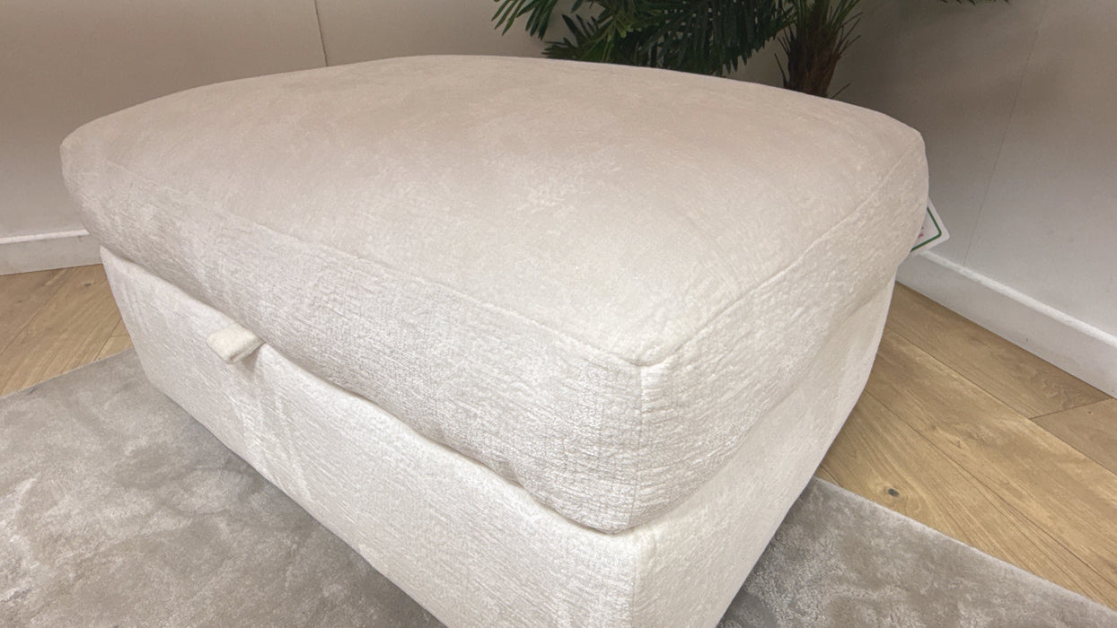 Sofology Bellagio Fabric Storage Feather Flex Footstool in Chunky Luxe Chenille Snow