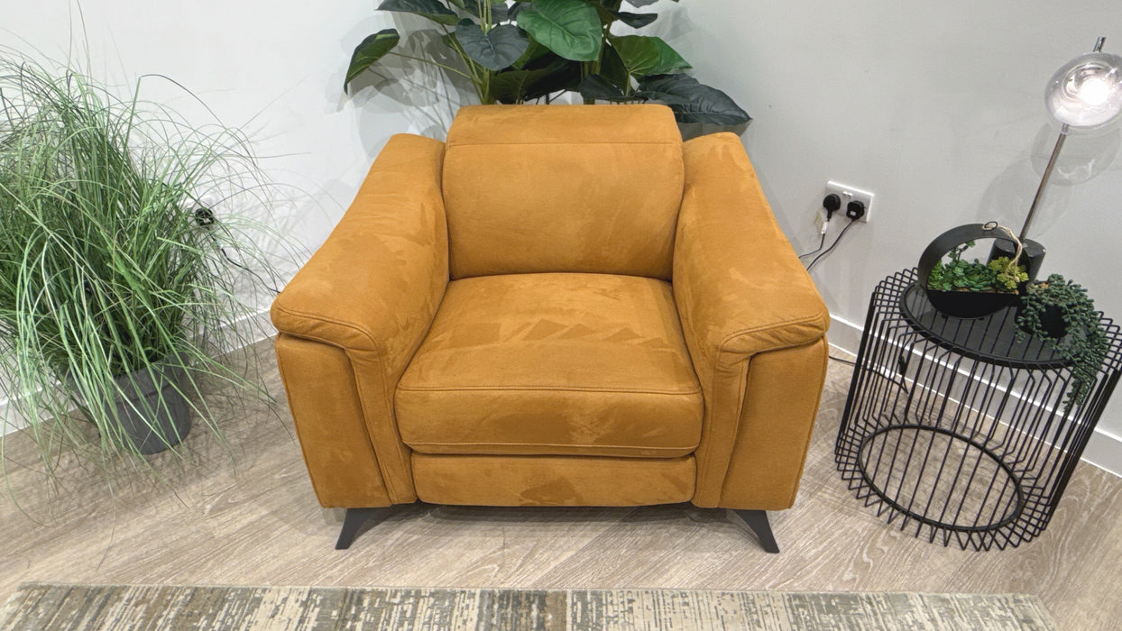 Sofology Ezra Fabric Chair Power Recliner/Headrest Heated Seat in Lifestyle Embossed Tan