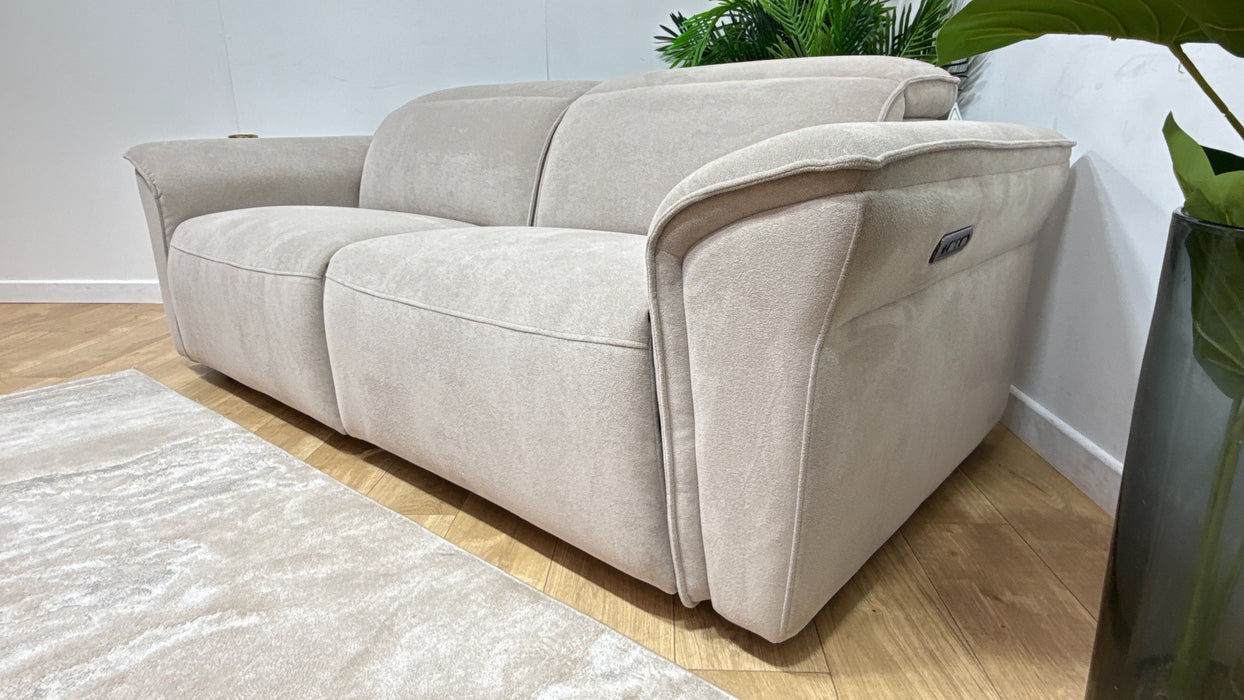 Sofology Fleur Fabric 2.5 Seater Power Recliner/Headrest in Soft Sherpa Pebble Amor