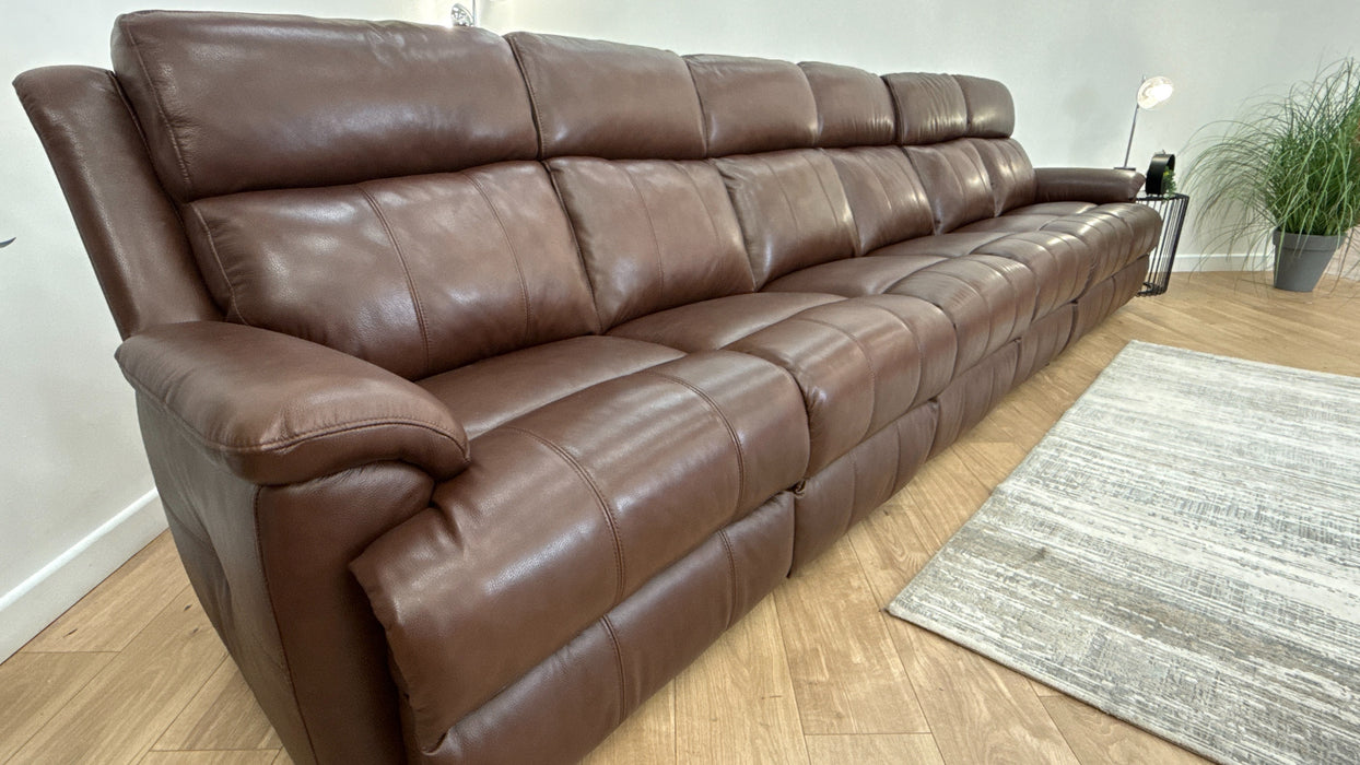 Sofology 6 Seater Leather Sofa in Trusty Sheen Chocolate