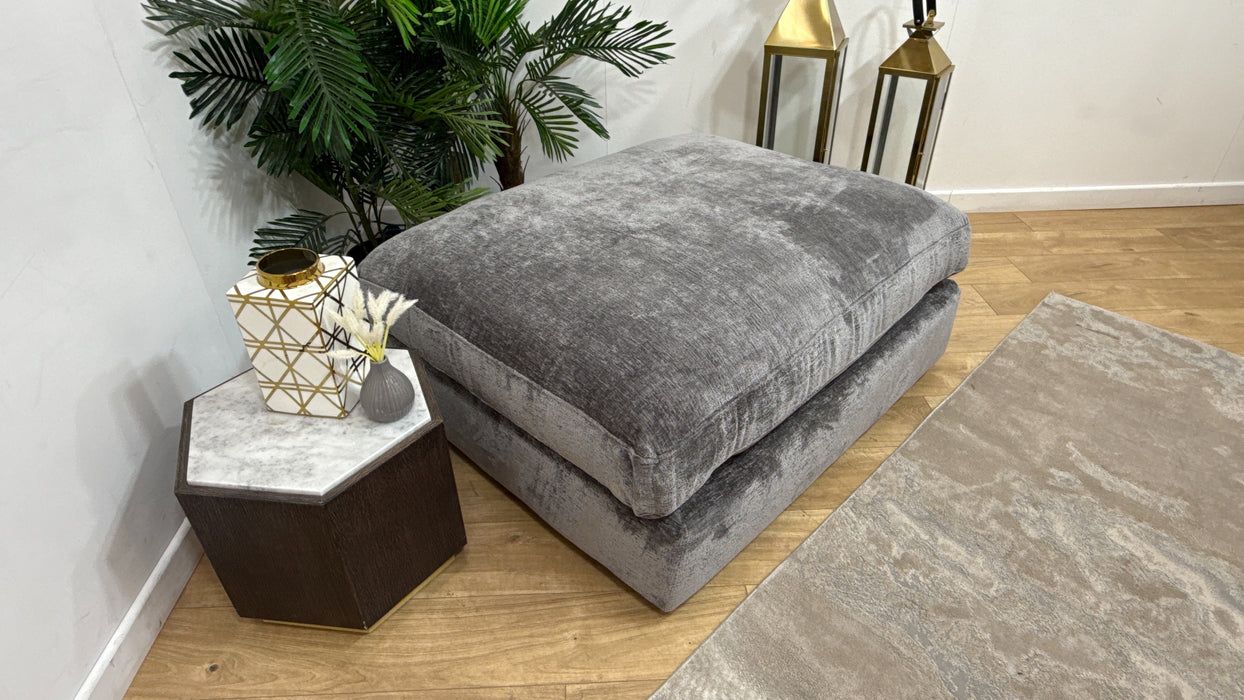 Sofology Bellagio Fabric Footstool Extra Flex Filling in Chunky Luxe Chenille Charcoal