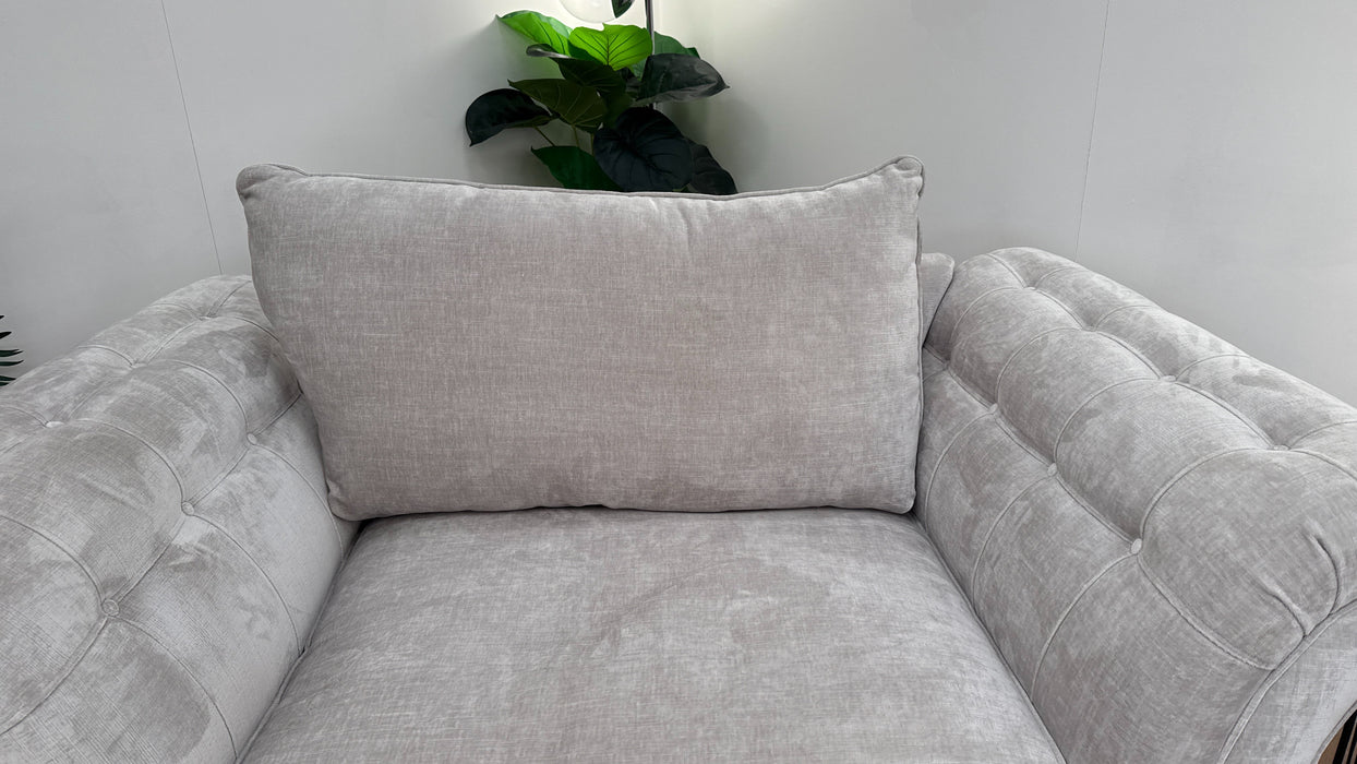 Sofology Highgrove Fabric Loveseat Full Back Feather Flex inLuxe Chenille Oyster