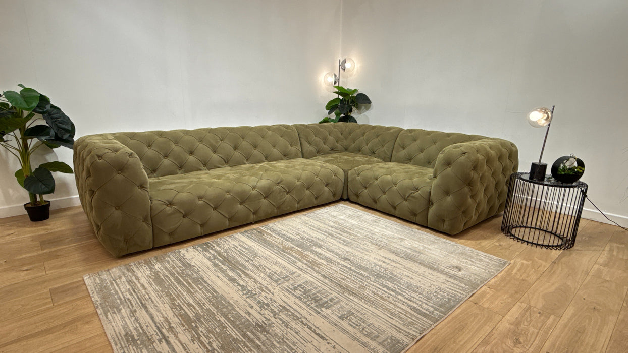 Sofology Venezia Fabric 3 Corner 1.5 in Lifestyle Nubuck Feel Moss