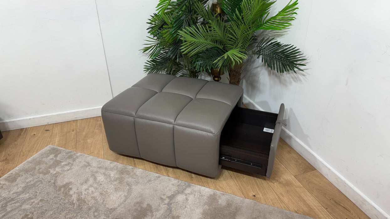 Sofology Luna Leather Storage Footstool in Elephant