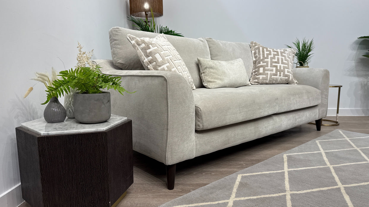 Sofology Mayfair Fabric 3 Seater Foam Seats in Soft Chenille Linen/Pearl Mix