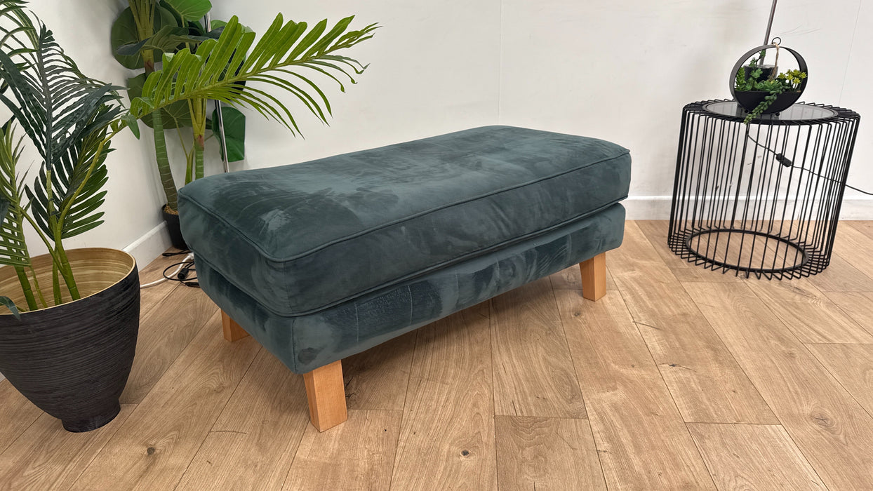 Sofology Fluted Isla Designer Fabric Footstool  in Azure All Over