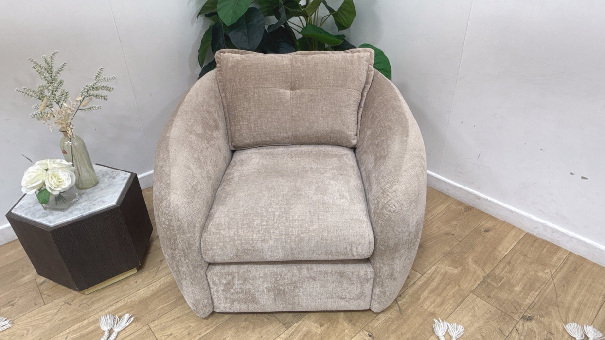 Sofology Portobello Fabric Chair Foam Seat in Teddy Chenille Natural Mix
