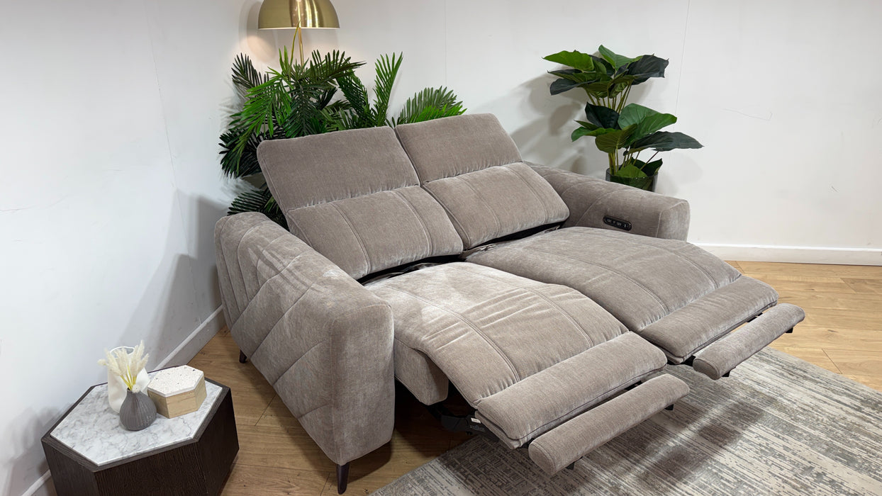 Sofology Allure Fabric 2 Seater Power Recliner/Headrest in Relaxed Chenille Nutmeg