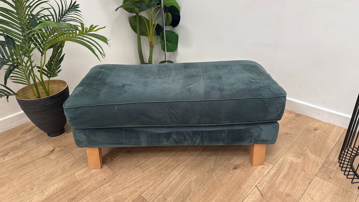 Sofology Fluted Isla Designer Fabric Footstool  in Azure All Over