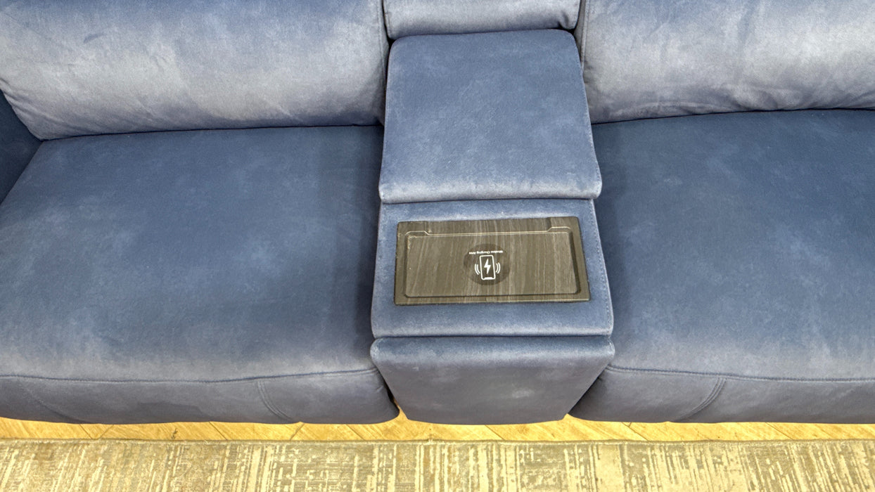 Sofology Ravello Fabric 2.5 Seater Console Power Recliner/Headrest Lumbar Support in Lifestyle Flecked Navy