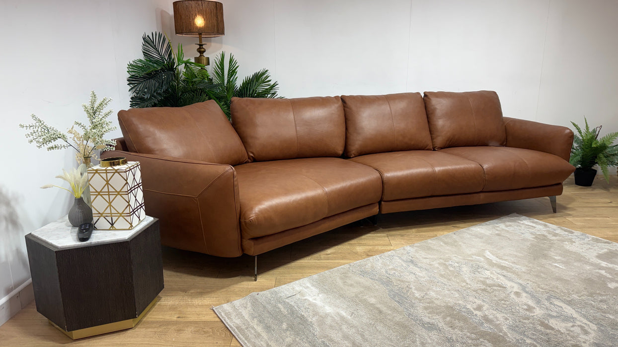 Sofology Adler Leather Asymmetric 4 Seater in Relaxed Soft Tan
