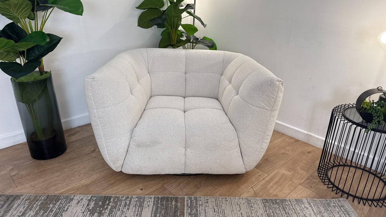 Sofology The Lunar Fabric Swivel Chair in Woven Boucle Linen