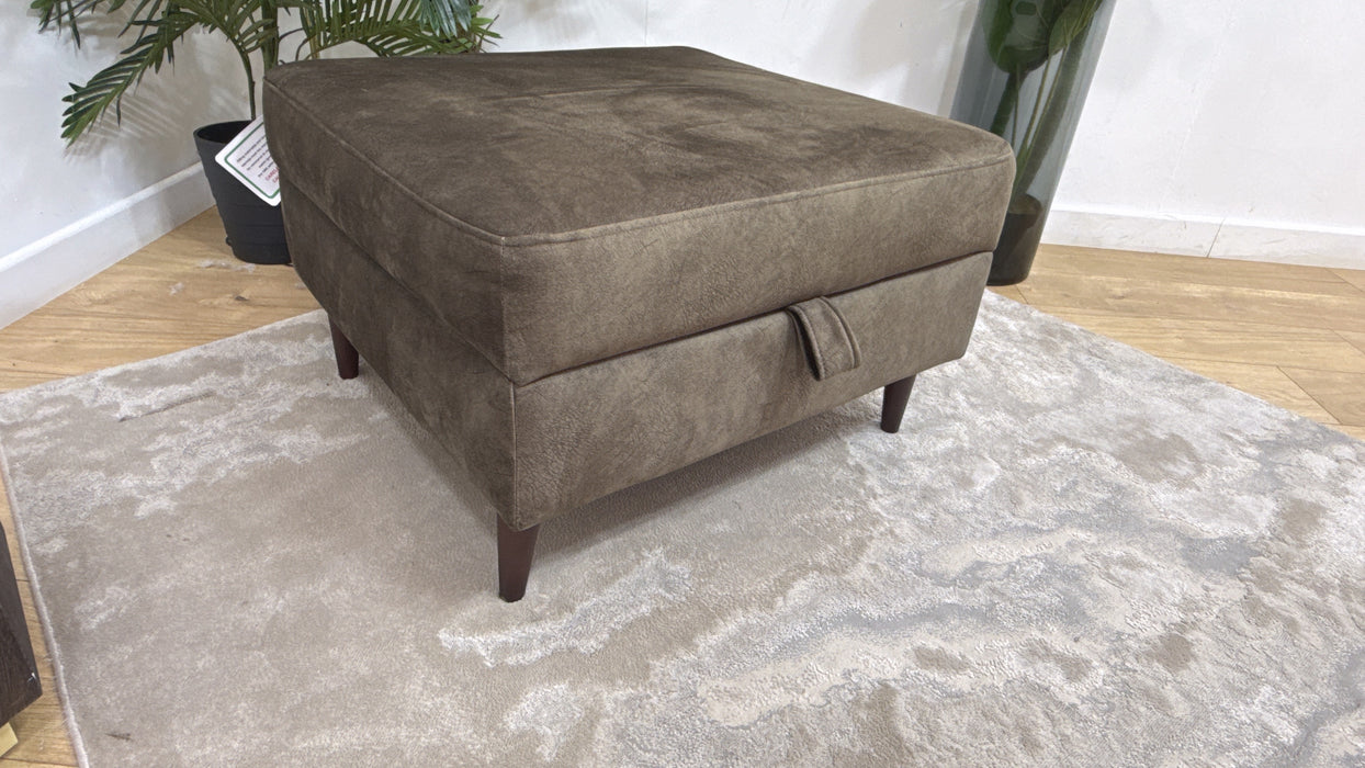 Sofology The Hackney Fabric Storage Memory Foam Footstool in Lifestyle Dapple Olive Green