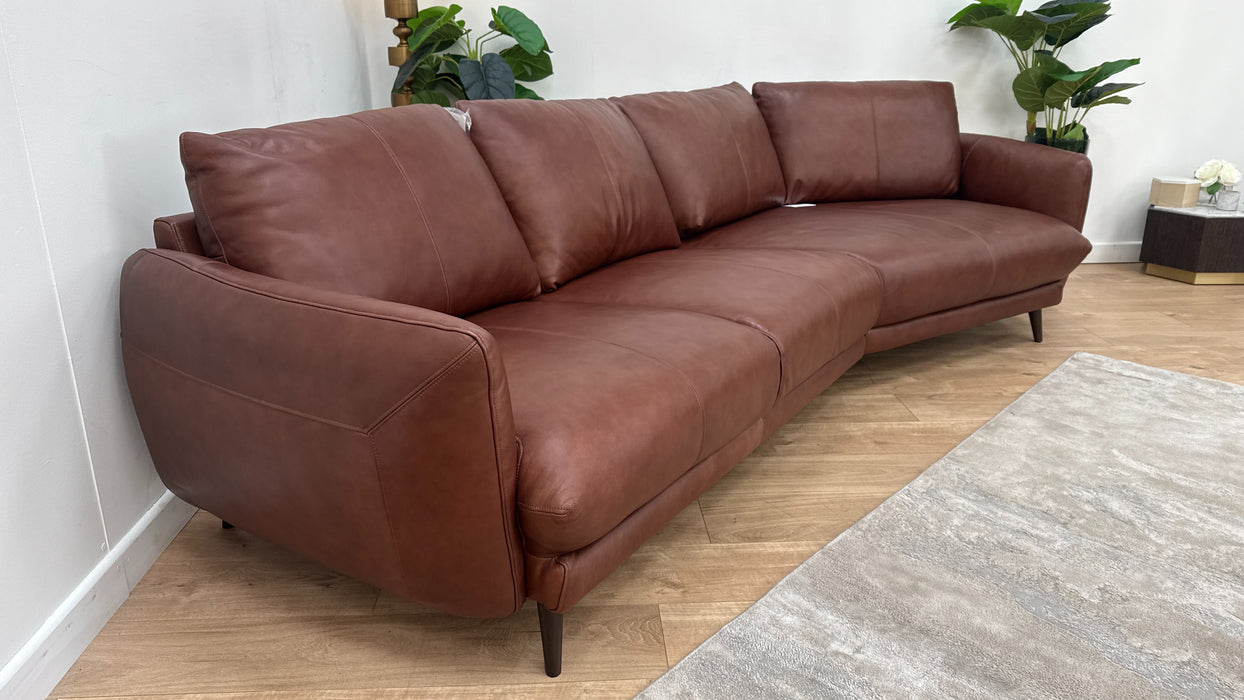 Sofology Adler Leather 4 Seater Asymmetric in Relaxed Soft Brown