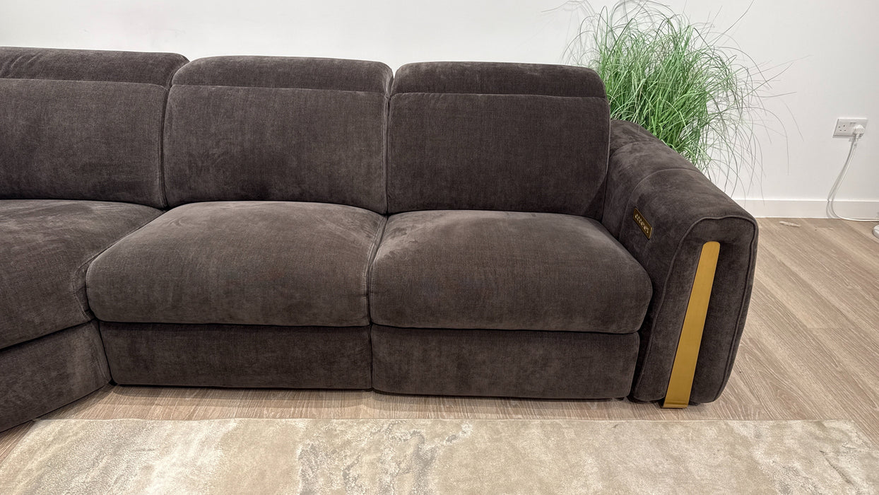 Sofology Kingsbridge 1.5 Corner 3 Recliner in Relaxed Chenille Raisin
