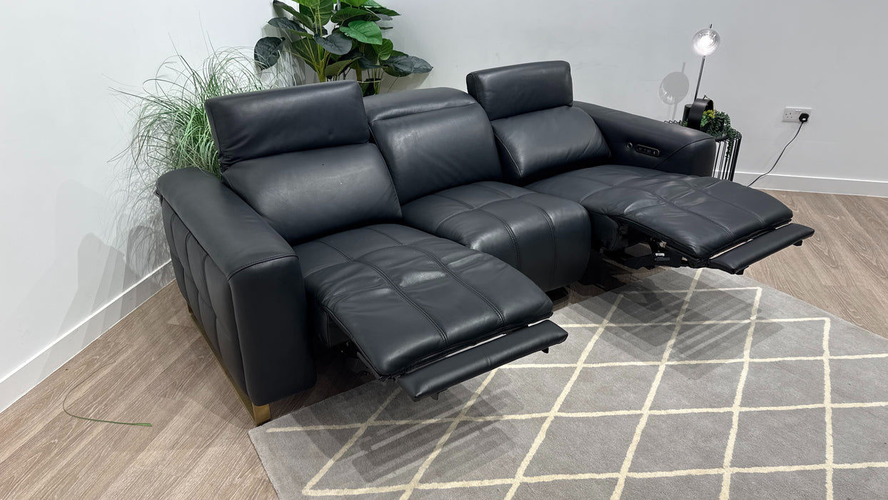 Sofology Marvella Leather 3 Seater in Trusty Sheen Jet Black